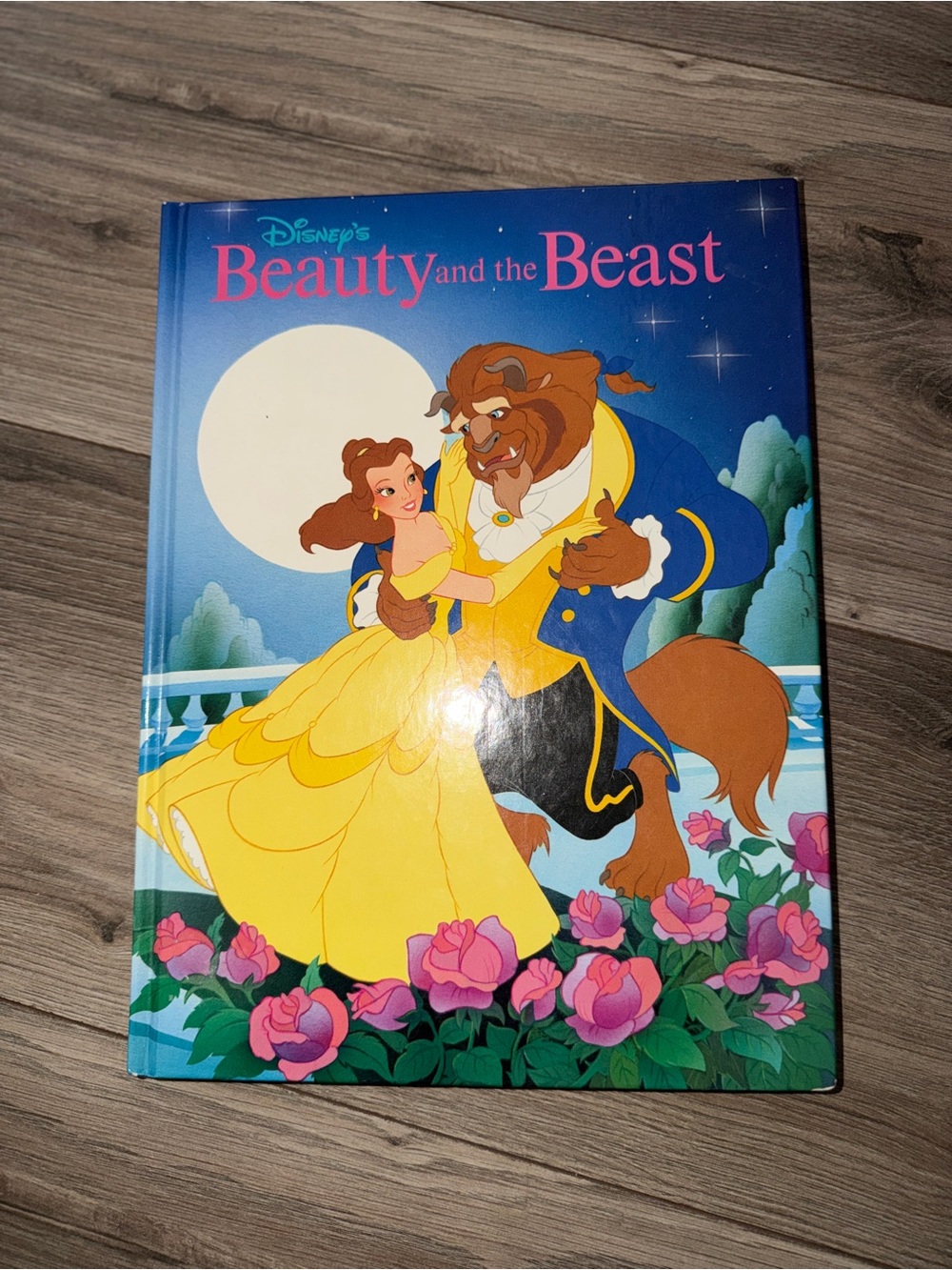 Vintage 1991 Disney Beauty and the Beast Hardcover Art Print - Yellow & Blue